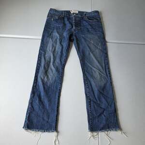 Nili Lotan Jeans Womens 25 Blue Low Rise Boyfriend Cropped Distressed Raw Hem